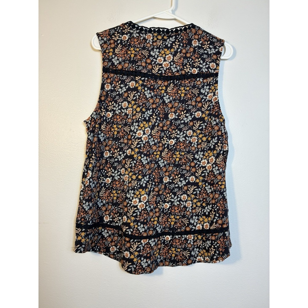Lucky Brand Tunic Tank Top Sz Large Cotton/ Modal Blend Boho Cottage Floral - Picture 5 of 8